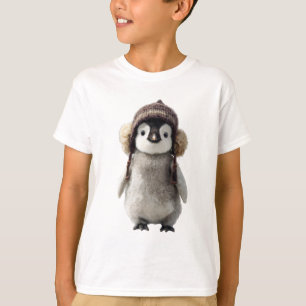 Liebevoller Winter-Trapperhut Baby Pinguin Kinder T-Shirt