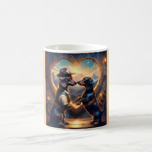 Liebevolles Dachshund-Paar am Portal der Liebe Kaffeetasse