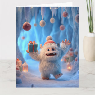 Liebevolles Fluffiges Yeti-Wesen feiert Karte