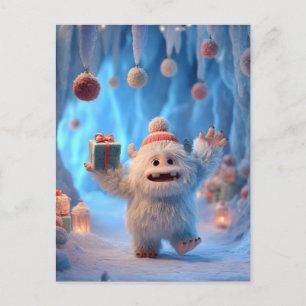 Liebevolles Fluffiges Yeti-Wesen feiert Postkarte