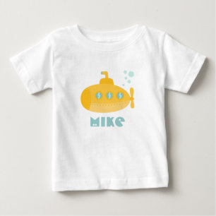 Liebevolles gelbes U-Boot unter Wasser getaucht Baby T-shirt
