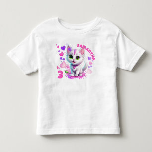 Liebevolles Rosa & Weißes Kätzchen und Herzen Gebu Kleinkind T-shirt
