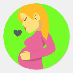 Liebevolles schwangeres Emoji Runder Aufkleber
