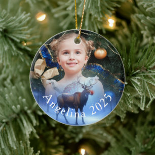 Liebfoto Maßgeschneiderte Rentiere Winterwunderlan Keramik Ornament