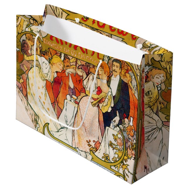 Liebhaber, Alphonse Mucha Große Geschenktüte (Vorderseite Schrägansicht)