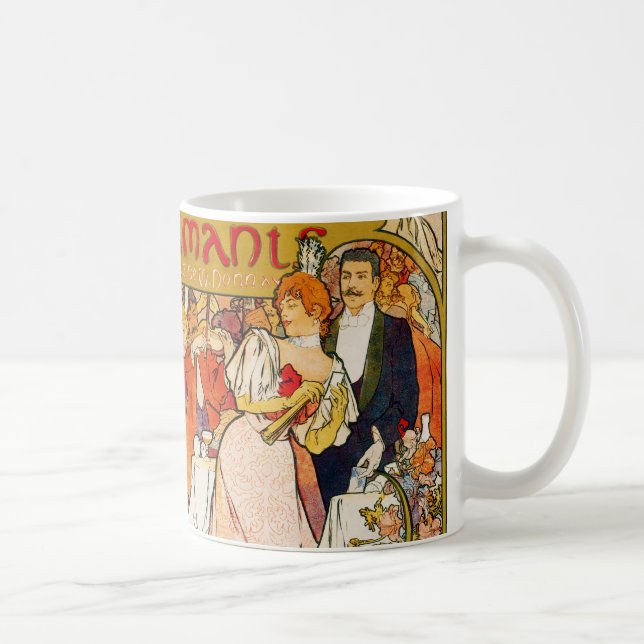 Liebhaber, Alphonse Mucha Kaffeetasse (Rechts)