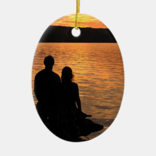 Liebhaber an der Sunset See-Verzierung Keramikornament