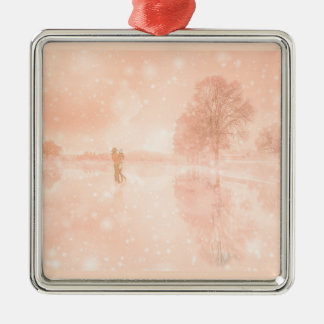 Liebhaber auf einem gefrorenen Teich Ornament Aus Metall