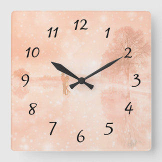 Liebhaber auf einem gefrorenen Teich Quadratische Wanduhr