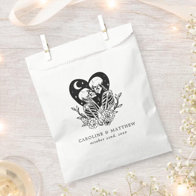 Liebhaber bis zum Tode Skelette und Rose Hochzeit Geschenktütchen (Ausgeschnitten)