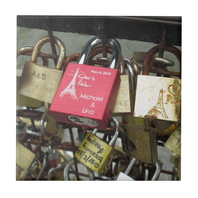 Liebhaber-Brücke - Paris-Liebe-Verschlüsse, Fliese (Vorderseite)