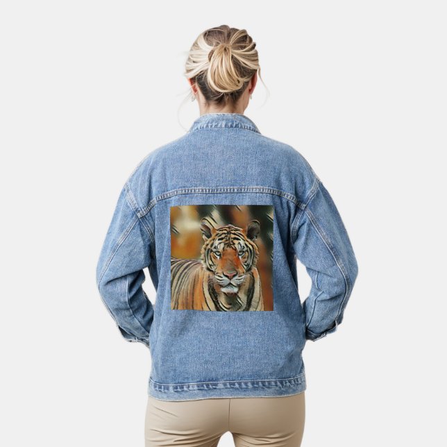 Liebhaber des coolen Tigerdschungels Jeansjacke (Modell)