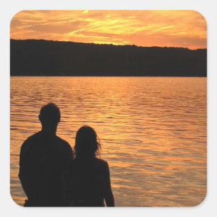 Liebhaber des Sunset Lake Quadratischer Aufkleber