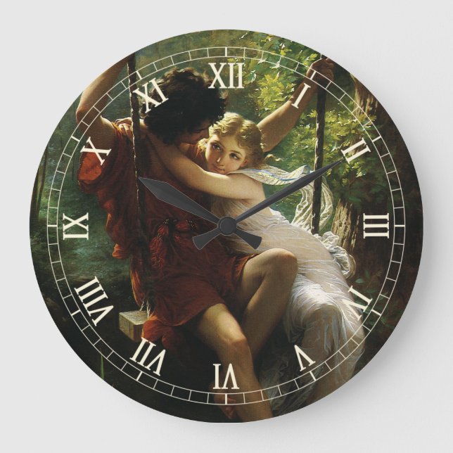 Liebhaber im Swing. Frühjahr von Pierre Auguste Co Große Wanduhr (Vorderseite)