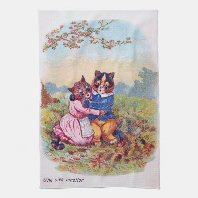 Liebhaber Katze (starke Emotion), Louis Wain Geschirrtuch (Vertikal)
