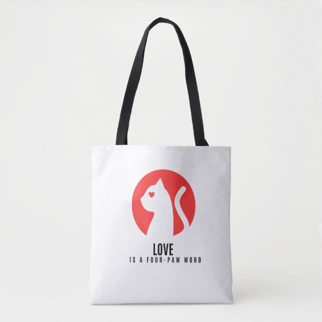 Liebhaber-Katzen-Silhouette im Leuchtenden Tasche (Vorderseite)