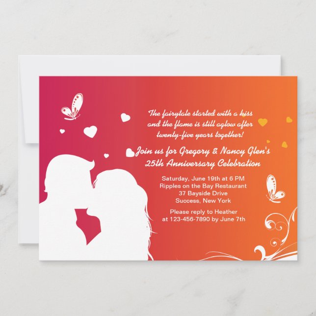 Liebhaber Kiss Anniversary Einladung (Vorderseite)