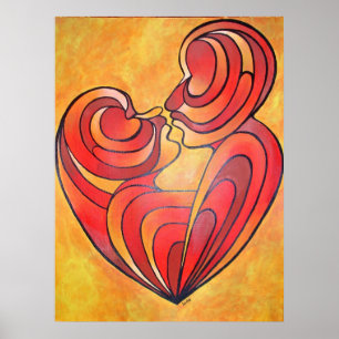 Liebhaber Kiss und ihre Körper bilden eine Liebe H Poster
