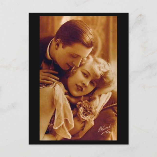 Liebhaber Romantisches Paar Vintag Postkarte (Vorderseite)