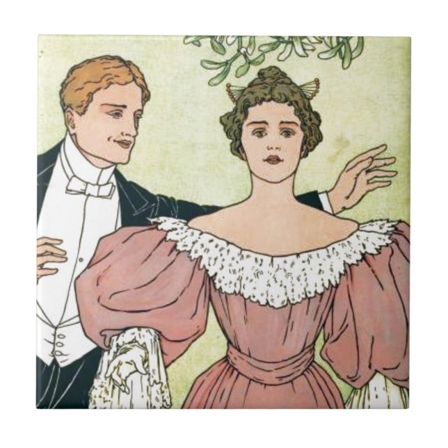 Liebhaber unter dem Mistleton Fliese (Vorderseite)