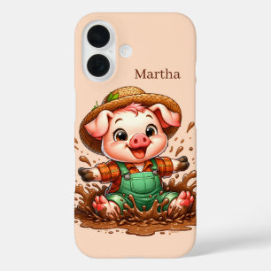 Liebhaber von lustigen Schweinen tragen Ihren Name iPhone 16 Hülle