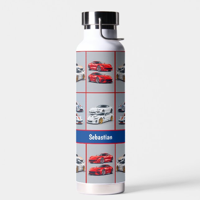 Liebhaber von Sportwagen aus Rot und Weiß Trinkflasche (Links)