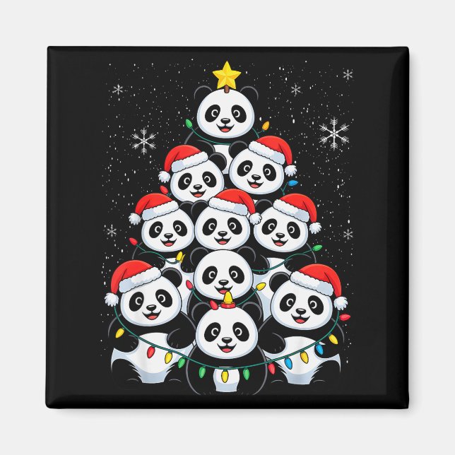 Liebhaber Weihnachten Panda-Christbaum  Magnet (Vorne)