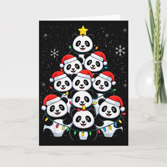Liebhaber Xmas Panda Weihnachtsbaum  Karte (Vorderseite)