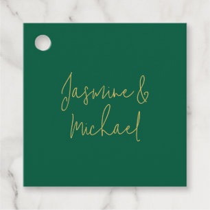 Lieblich Chic Calligraphy Couple Names Green & Gol Geschenkanhänger