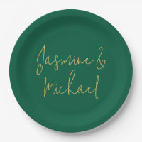 Lieblich Chic Calligraphy Couple Names Green & Gol