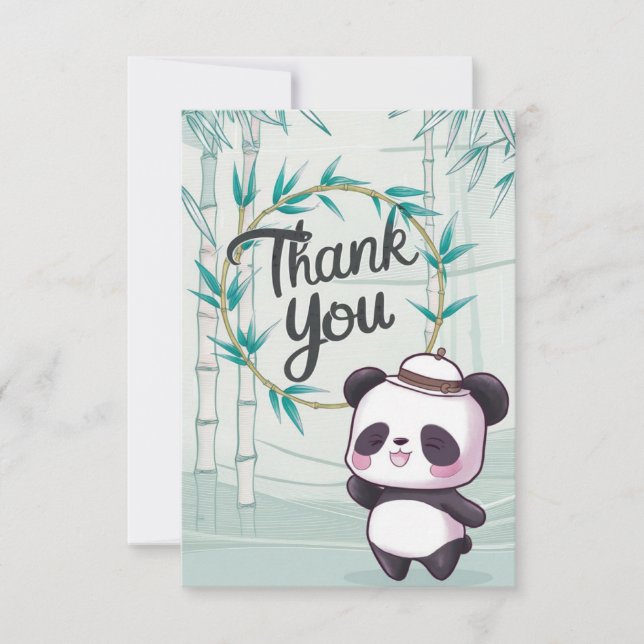 Lieblich Editable Panda Dankeskarte (Vorderseite)