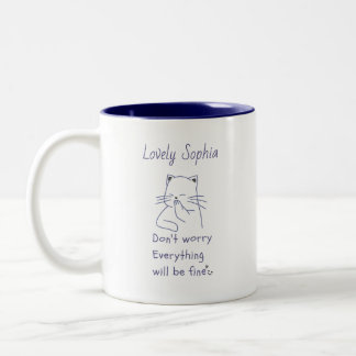 Lieblich lächelnde Cat Zwei-Tone-Kaffee-Tasse Zweifarbige Tasse
