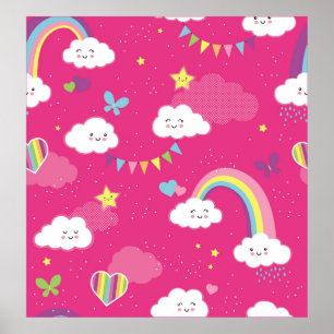Lieblich Pink Rainbow Sky wiederholt Muster. Ein S Poster