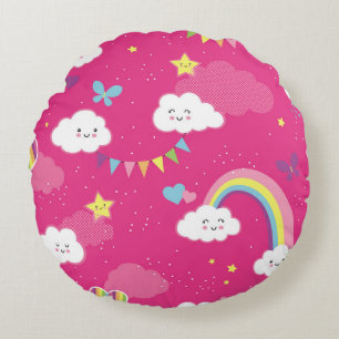 Lieblich Pink Rainbow Sky wiederholt Muster. Ein S Rundes Kissen