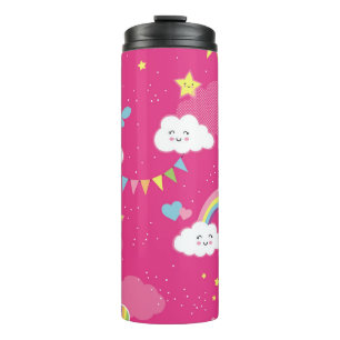 Lieblich Pink Rainbow Sky wiederholt Muster. Ein S Thermosbecher