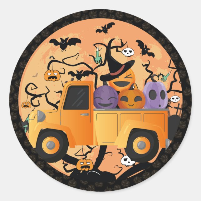 Lieblich Pumpkin Halloween Runder Aufkleber (Vorderseite)