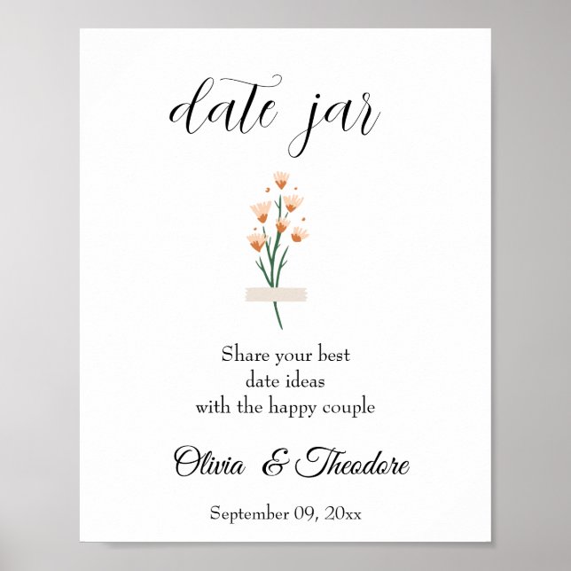 Lieblich rosa Aquarellfarben Wildblume Hochzeitsta Poster (Vorne)