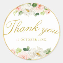 lieblich rosa Blütenblüte Dank an den Aufkleber