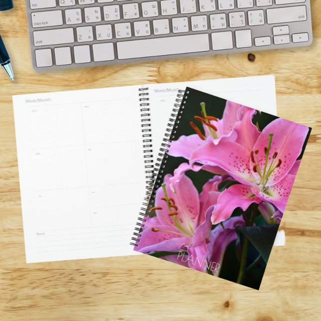 Lieblich rosa Lily bluboms floral Planer (In Situ)