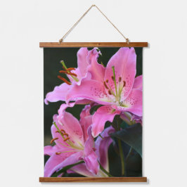 Lieblich rosa Lily bluboms floral Wandteppich Mit Holzrahmen