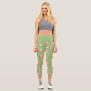 Lieblich rosa lotus Blume Muster Leggings. Capri Leggings