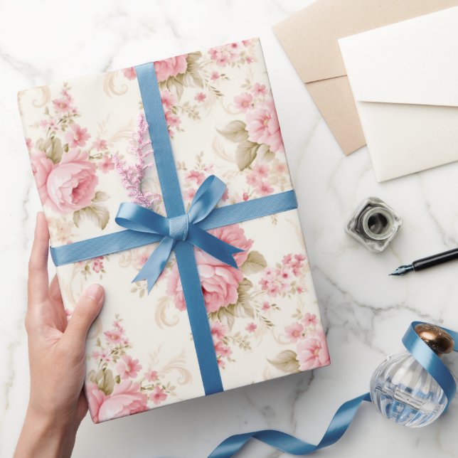 Lieblich rosa Roses Geschenkpapier (Schenken)