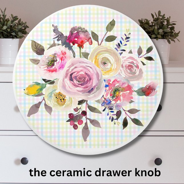 Lieblich stilvolle Pastel Watercolor Floral Keramikknauf (Von Creator hochgeladen)