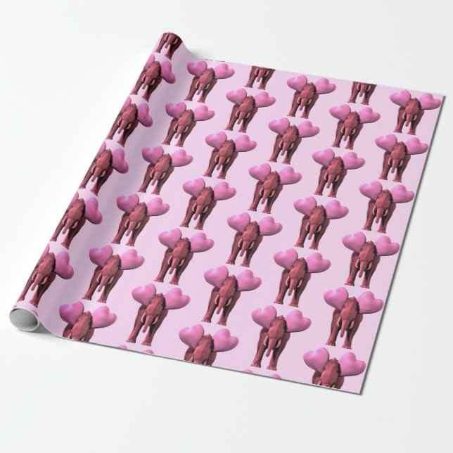Lieblich süß romantisch rosa Elefant Geschenkpapier (Ungerollt)