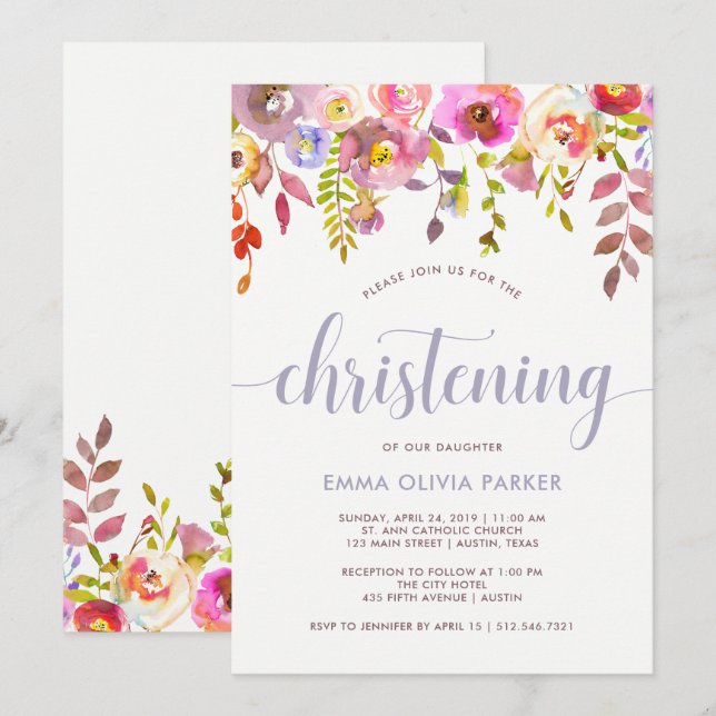 Lieblich zart floral | Einladung (Vorne/Hinten)