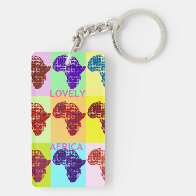 Liebliche Afrika Karte farbige Design-Schlüsselket Schlüsselanhänger (Rückseite)