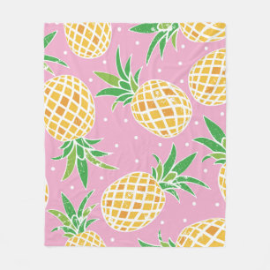 Liebliche Ananas auf grunge rosa Polka Punkte Back Fleecedecke