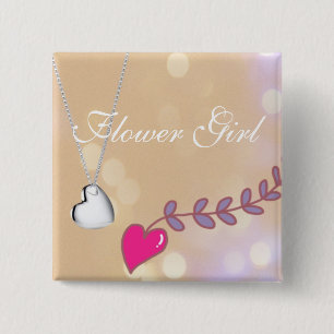 Liebliche Blume-Hochzeit in Rosa und Silber Button