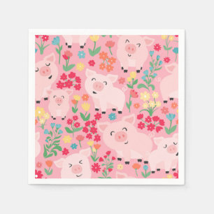Liebliche Blumenwildschweine Serviette