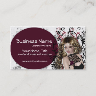 Liebliche braune haarige Lady - Fantasy Business C Visitenkarte